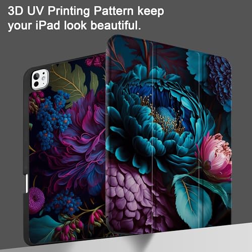 MEEgoodo Case for M5 iPad Pro 13 inch 2025/M4 iPad Pro 13 inch Case 2024, Tablet Cover with Trifold Stand + Pencil Holder + Auto Wake/Sleep + Soft TPU Back Cover, Beautiful Fantasy Flower by MEEgoodo - Used condition - Image 8