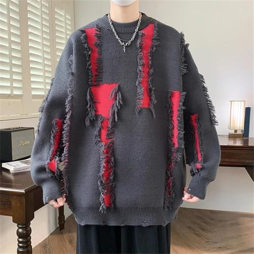 Mens Sweaters Winter Round Neck Long-Sleeved Knitted Pullover Casual Loose Sweater3