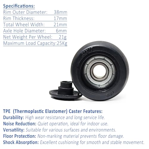 Luggage Wheels Replacement 8 PC 38x17mm TPE Bearing Rollers Suitcase Wheels Replacement Kit Repair Wheels for Spinner Suitcase Rolling Duffel Caster Carry on2