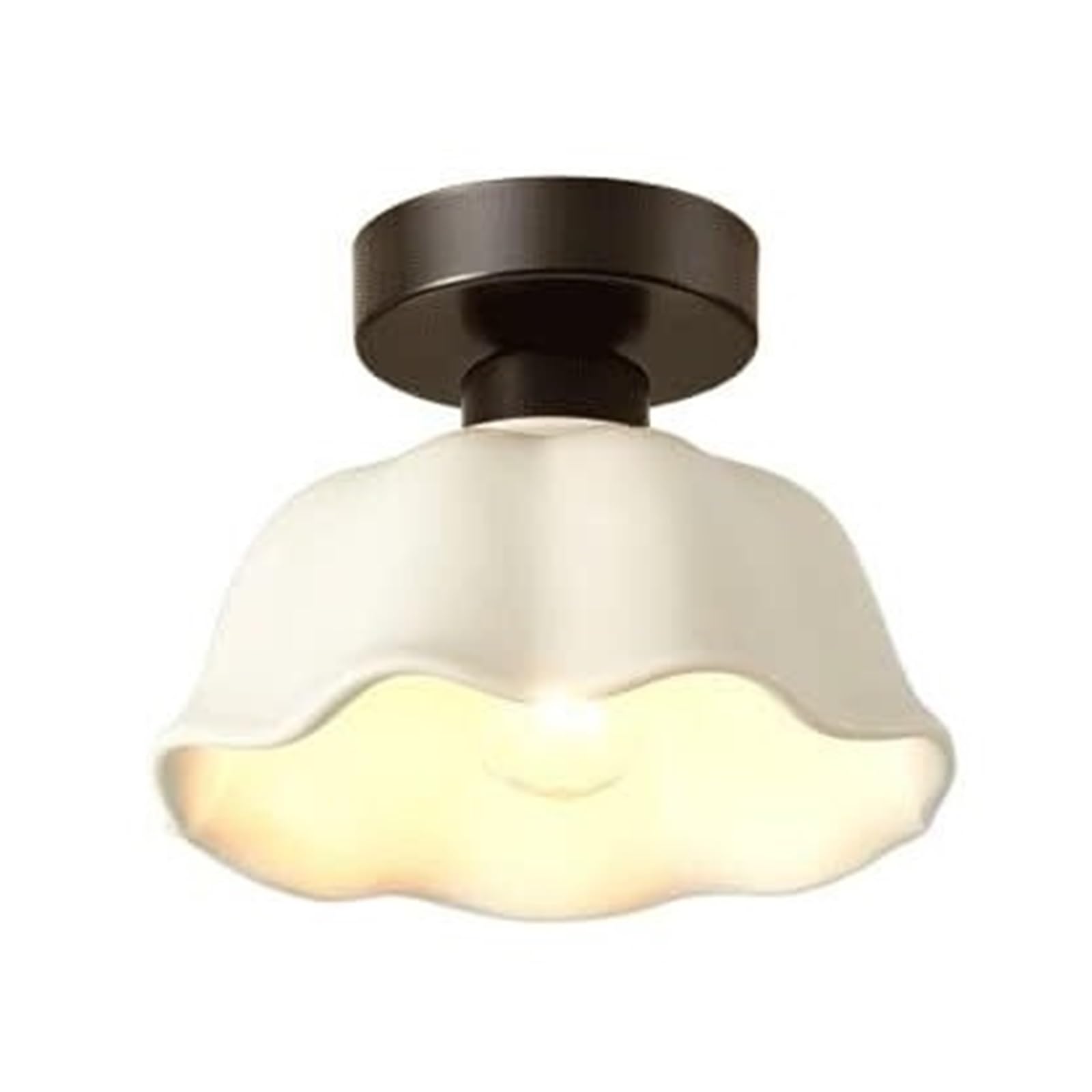 Khukhu Gold Flower Shape Glass Ceiling Light Flush Mount Hallway Ceiling Light Fixture Mid Century Modern Ceiling Lamp Vintage Close To Ceiling Light For Bathroom Balcony Kitchen Porch Entryway(Gold)