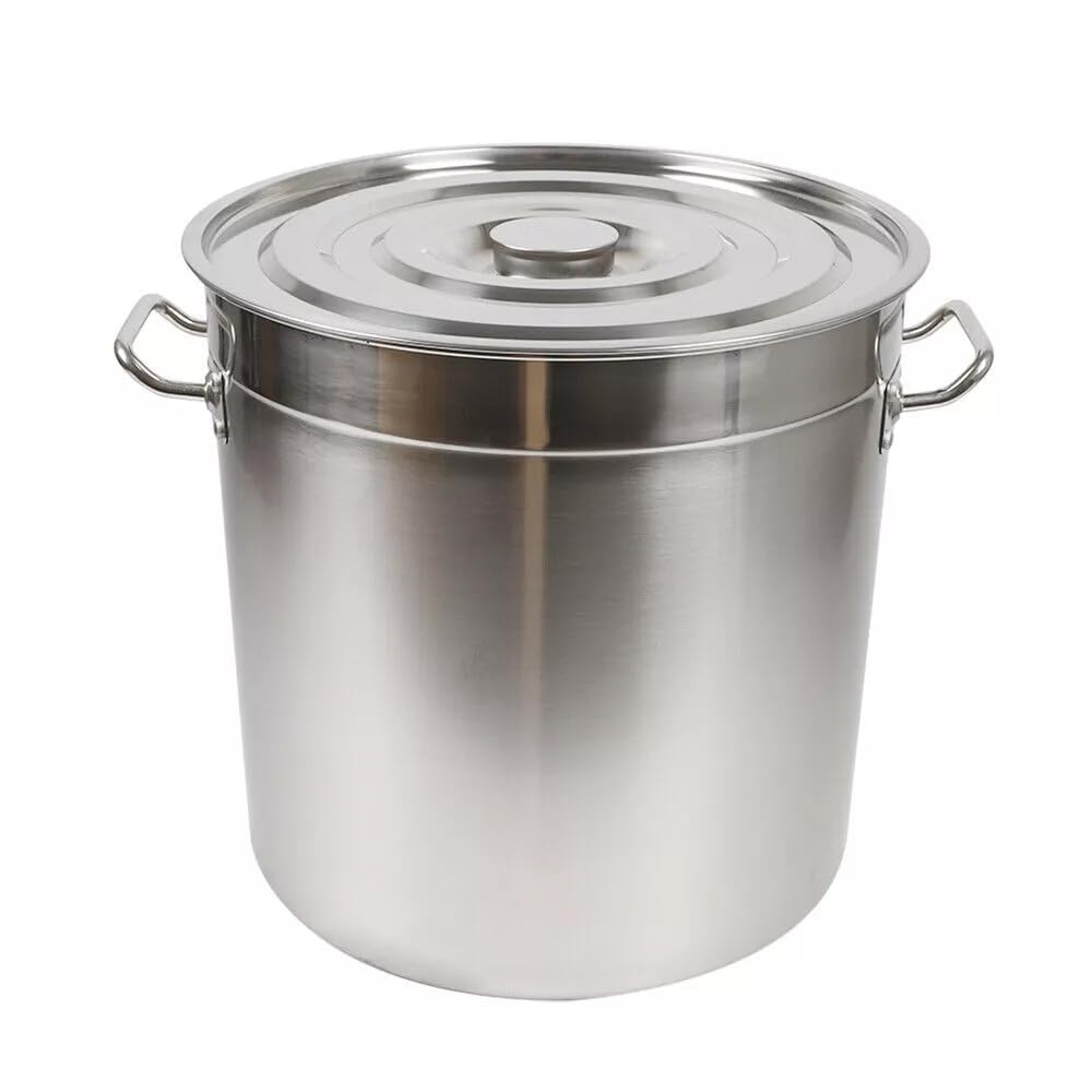 35/50/70 Liter Gastronomie Kochtopf, Suppentopf Mit Edelstahl Deckel, Kochtopf Induktion Groß mit Griffen, für Gasherden, Elektroherden, Induktionsherden (70L)