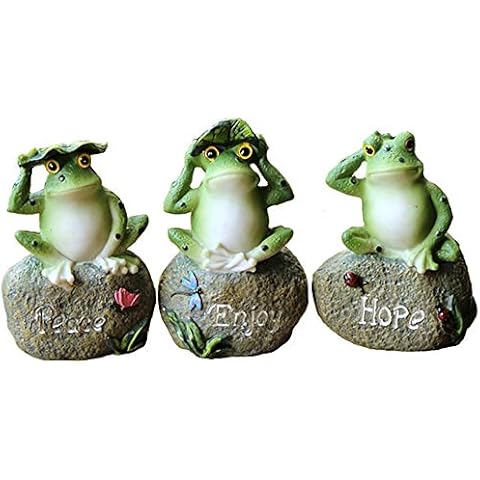 VIMOA Frog Garden Statues 3 Pack Little Cute Fun Delightful Frog Statues Decorate Your Garden Bed, Pots, Patio or Small Front Yard Cover