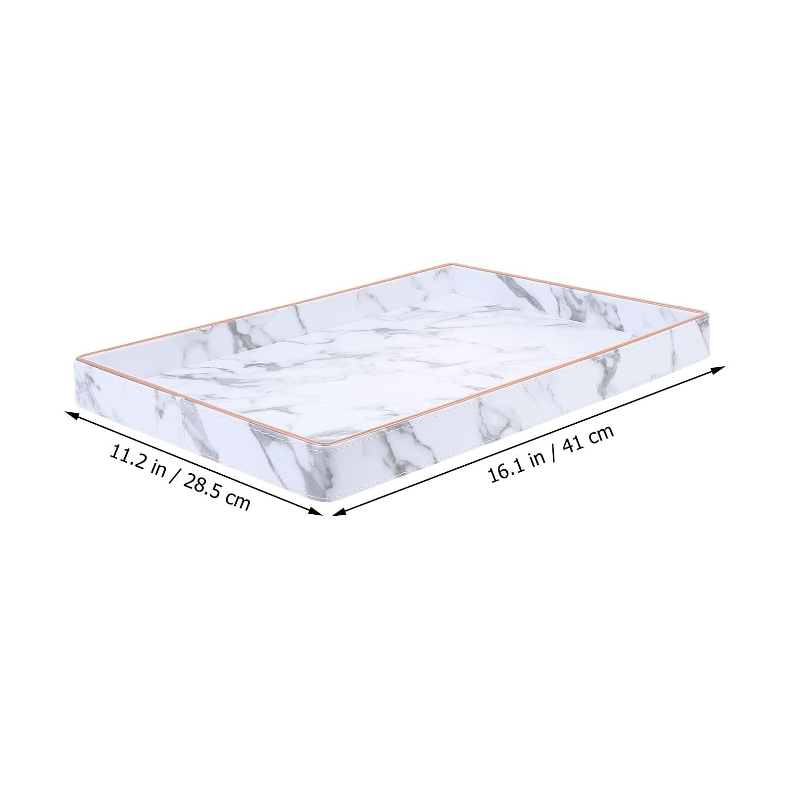 Levemolo Bandeja Organizadora Elegante Diseño de Mármol y Cuero, Almacenamiento Duradero para Joyas y Accesorios de Baño, Adecuado para Tocador Moderno