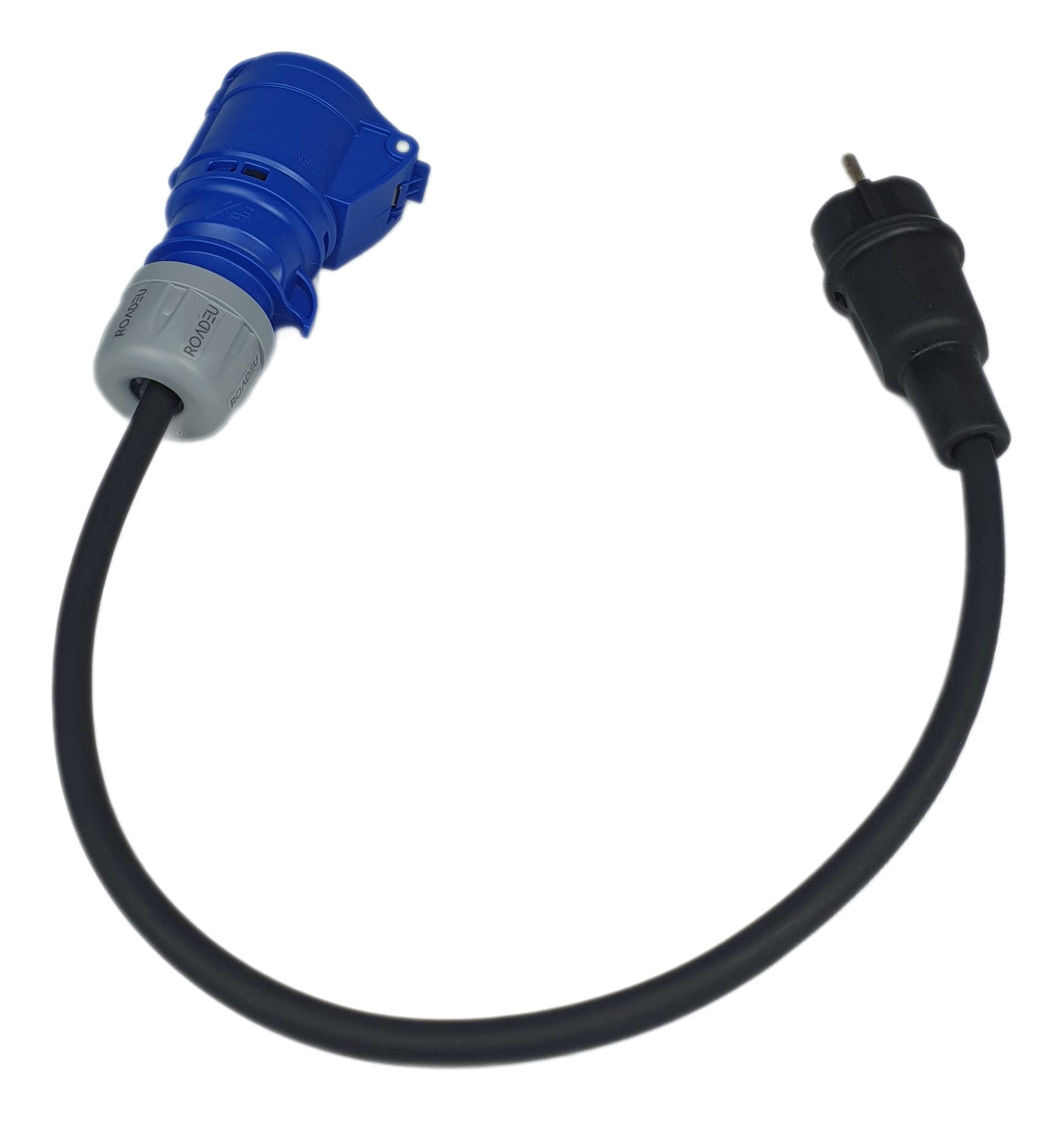 RoadEu - CEE Kupplung Adapter - CEE Adapter - Kupplung 16A 3P auf Schuko Stecker 230V - 3x2 5mm2 Kabel - Camping Zubehör - Starkstrom Verlängerungskabel 0,5 Meter