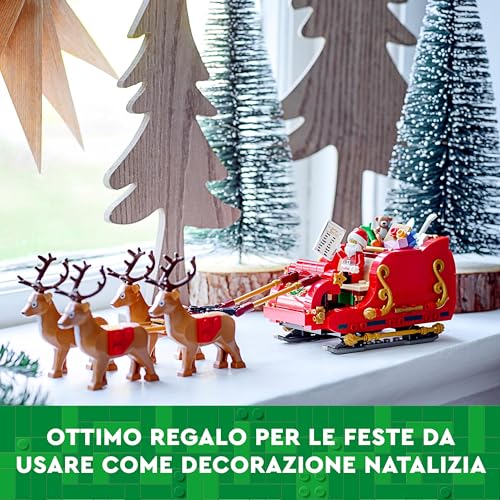 Slitta di Babbo Natale Giocattolo - Set di Giochi Natalizi per Bambini e Bambine da 9 Anni in su con Minifigure, Renne, Chitarra, Orsacchiotto e Sci, Idea Regalo Decorazione Casa - 40499 - Lego - Immagine 6