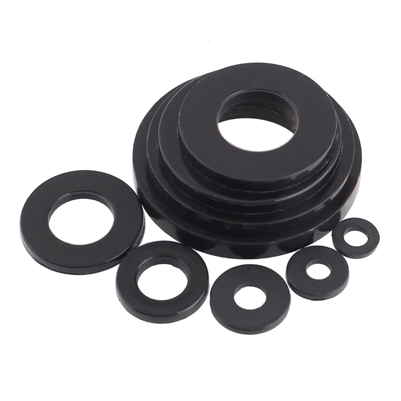 10/20/50/100 Uds M8 M10 arandela de nailon de plástico negro plateado espaciador plano arandela sellos anillo de junta(M10x30x2mm,100Pcs)