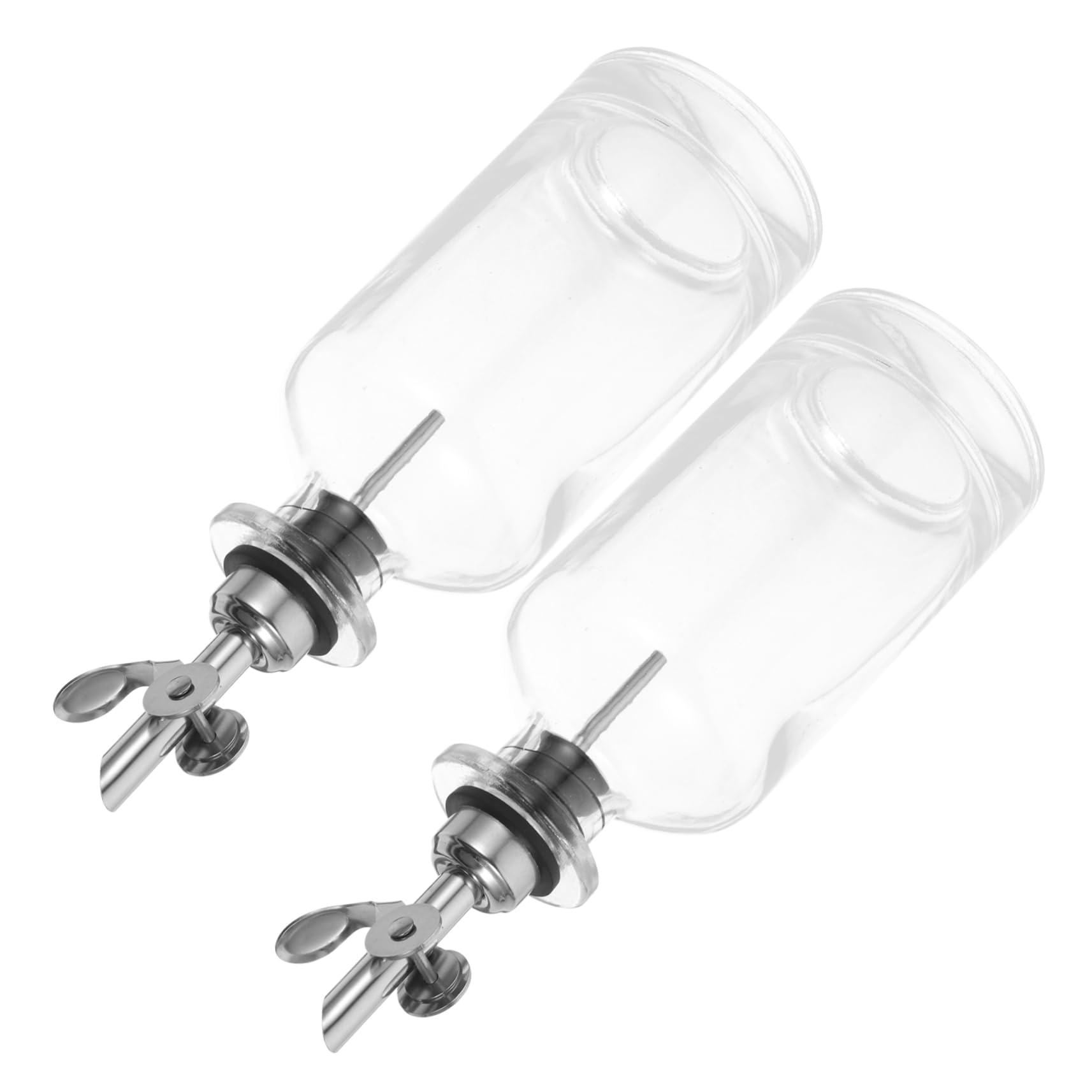 2 Stück Glasflaschen für Öl Essig Sojasauce 350ml Silber
