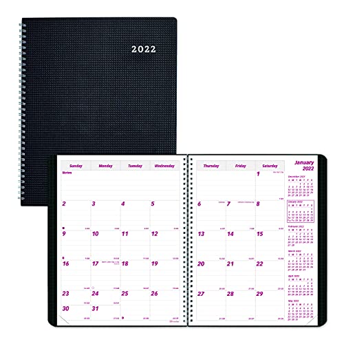Brownline 2022 DuraFlex Monthly Planner, 14 Months, December 2021 to January 2023, Twin-Wire Binding, 8.875" x 7.125", Black (CB1200V.BLK-22)