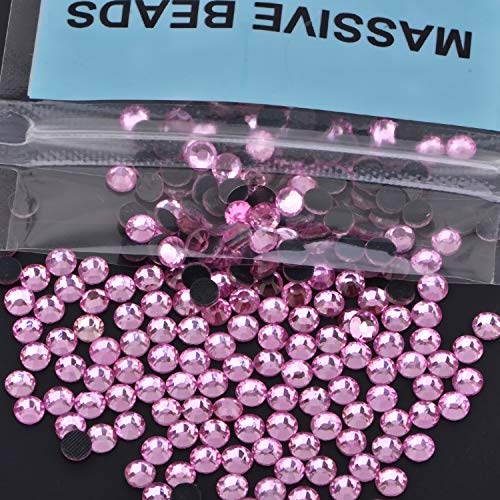 Image of 400 Pieces Hot Fix Glass Flatback Rhinestones HotFix Round Crystal Gems (Pink, SS30)