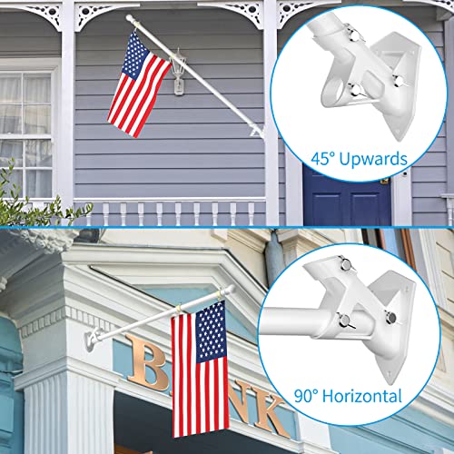 ZMTECH Flag Pole - Upgraded Bracket, (2 Packs) 6 FT Stainless Steel Flag Poles for Outside House, Residential or Commerical, Tangle Free Flag Pole Kit for American Flag (Without Flag, White) - image 2