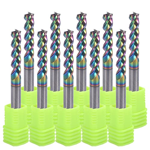 4mm Hartmetall-quadratische Endfräse für Aluminiumkupferanwendungen, 3-Flöte, 4mm Schneiddurchmesser, 4mm Schaft, DLC-Beschichtung, CNC-Fräserbits, Endfräserbits, U-Type Design, 10-Pack (4 x 4 x 17MM)
