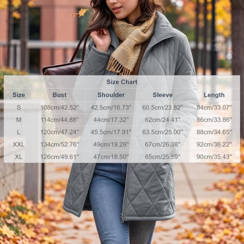 Quilted Jackets for Women Lightwight Fall Winter Mid Length Padded Coats - image 5