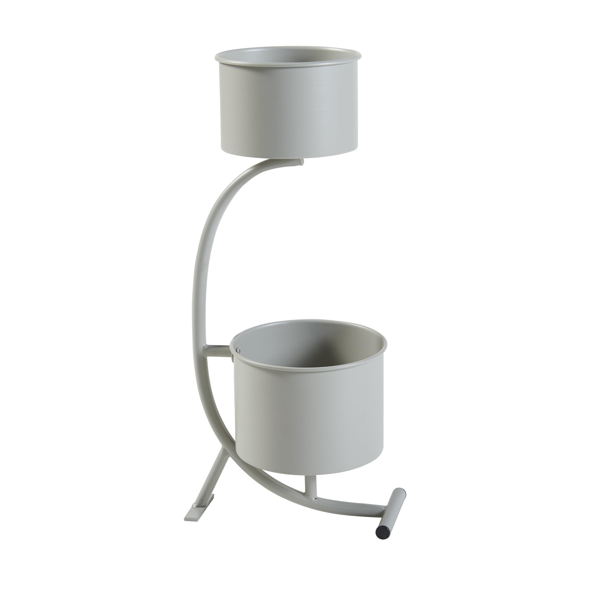 [en.casa] Almelo stojak na kwiaty w kształcie półksiężyca, regał na doniczki z 2 doniczkami, metalowy stojak na rośliny, 63 x 29 x 21 cm, jasnoszary
