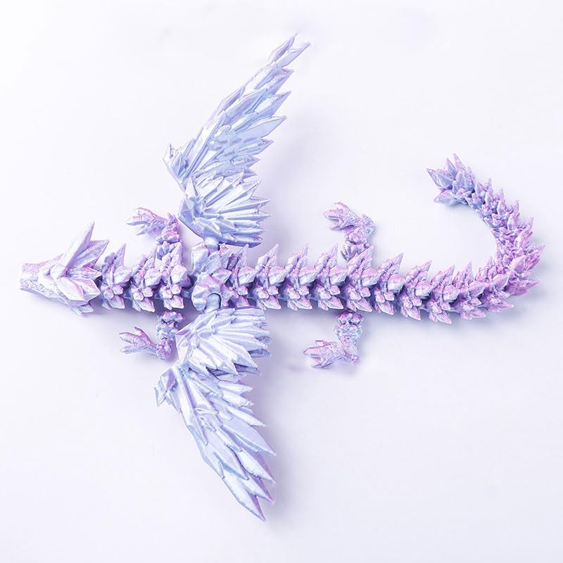 Vintix 3D Printed Dragon 45cm Articulated Flying Dragon Toy Fantasy Decor (Not Include Egg) Flexible Joints Home Decor Executive Desk Toys,Home Office Decor Executive Desk Toy, Black (Crystal)