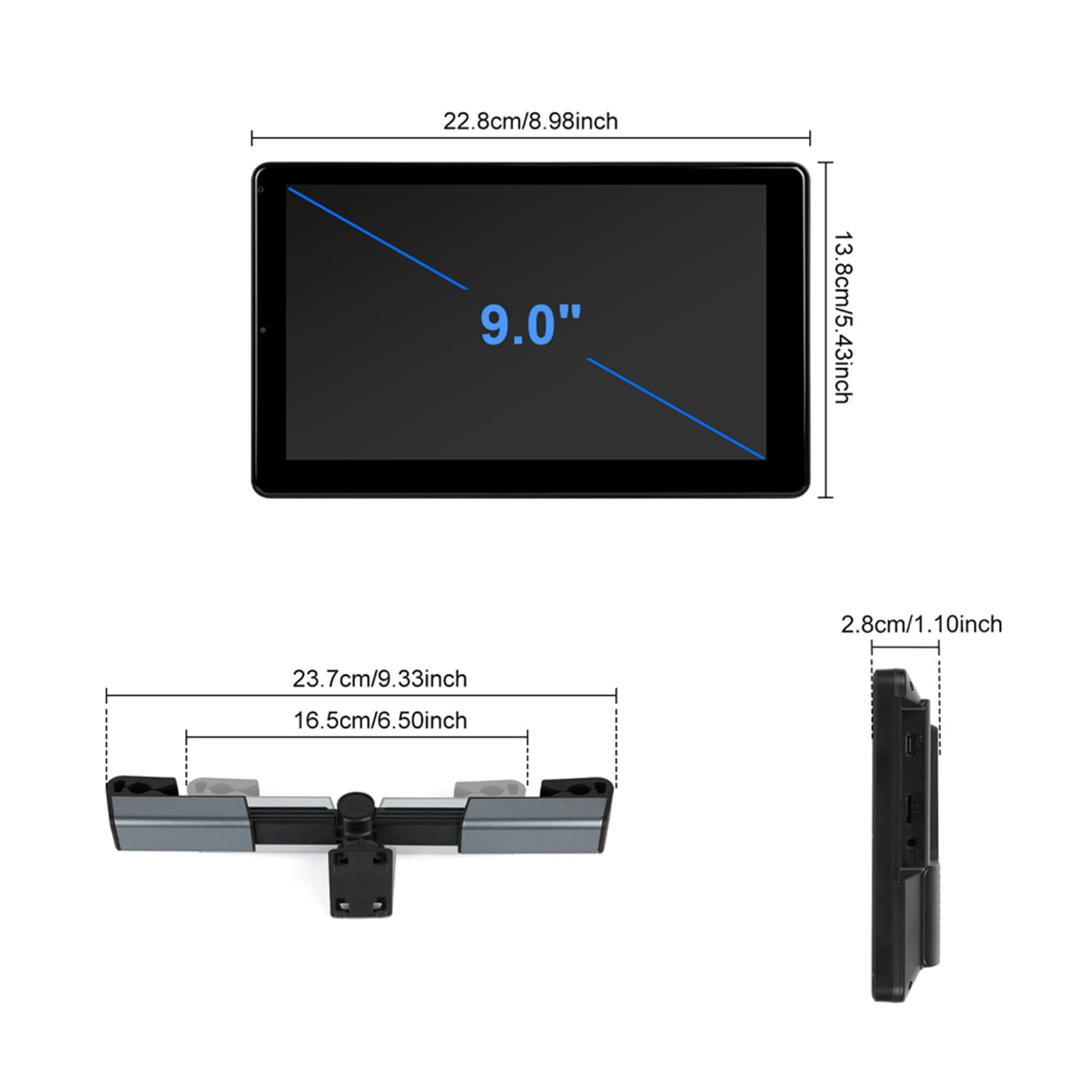 2X Moniteur D'Appuie-Tête de Voiture Multifonction de 9 Pouces pour Siège, Lecteur Vidéo à Écran Tactile IPS avec Carplay Android Auto