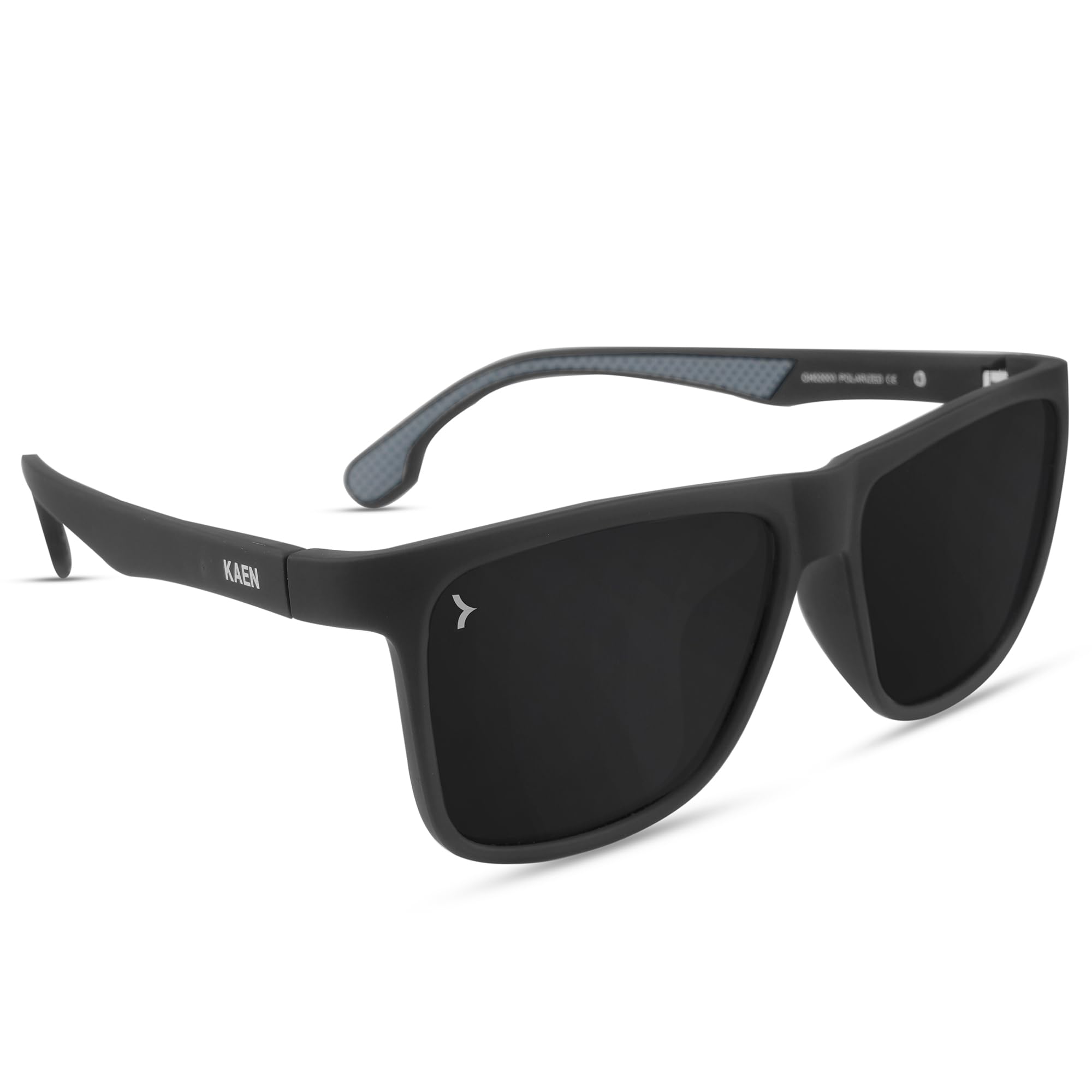 EyewearlabsKAEN | Polarized Full Rim Rectangular Branded Stylish Sunglasses For Men & Women | 100% UV Protection Shades | Cricket Sports Cycling Driving | Black Lens | Medium