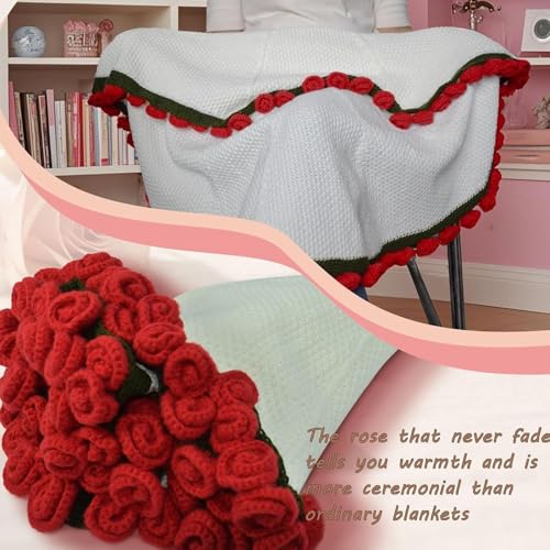 Couverture bouquet rose au crochet pour protéger vos canapés de salon avec style