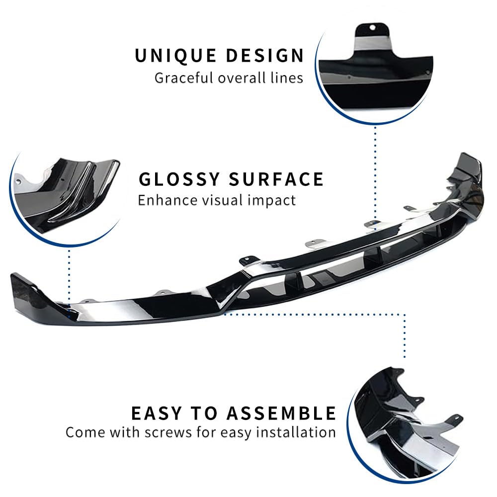 F15 Front Lip Compatible with (2014-2018) BMW X5 F15 M-Sport Model ABS Gloss Black Air Splitter Bumper Spoiler