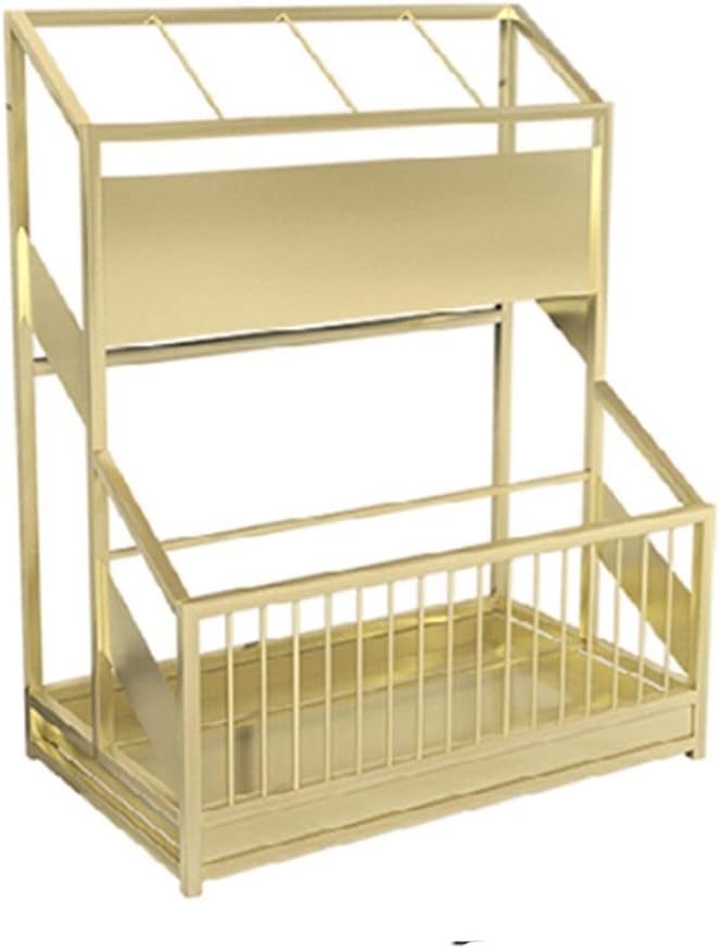 Large Capacity Commercial Umbrella Stand Holder for Hotels, Schools & Offices - Double Umbrella nizer with Drip Tray, Indoor Umbrella Basket (Gold, 48x27x58cm)