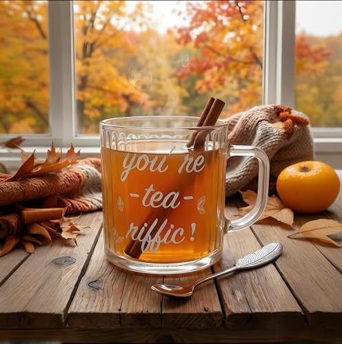 Set de Taza de Vidrio con Té Inglés y Cuchara miniatura 3