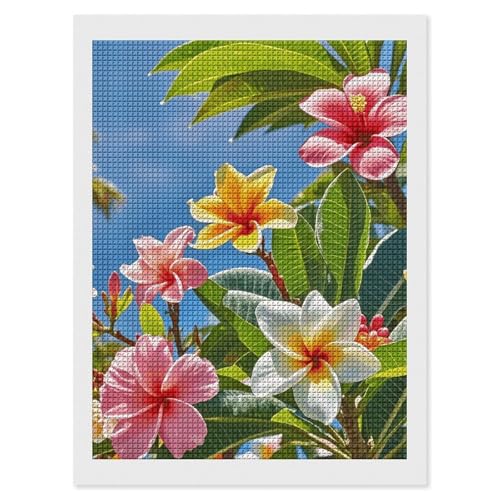 Peinture diamant fleurs hawaïennes 5D pour réduire le stress par le loisir créatif