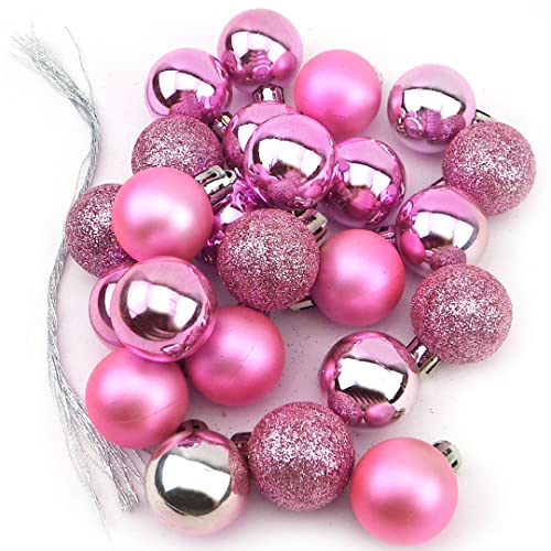 kleine süße mini Weihnachtskugeln Baumschmuck Weihnachtsbaum im 3 Style Design glänzend glitzernd matt Rosa (Rosa)