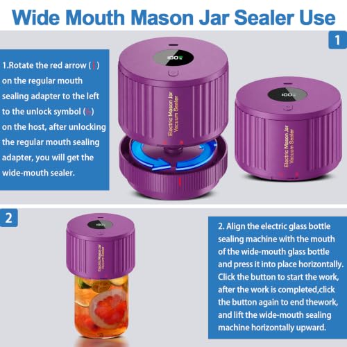 Image of LOVE MOMENT Electric Mason Jar Vacuum Sealer Kit - Cherry Red | for Wide Mouth and Regular Mouth Mason Jar