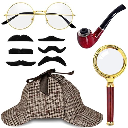 BUKYCAT 5 Piezas Accesorios para Disfraz de Detective, Accesorios para Disfraz de Sherlock Holmes