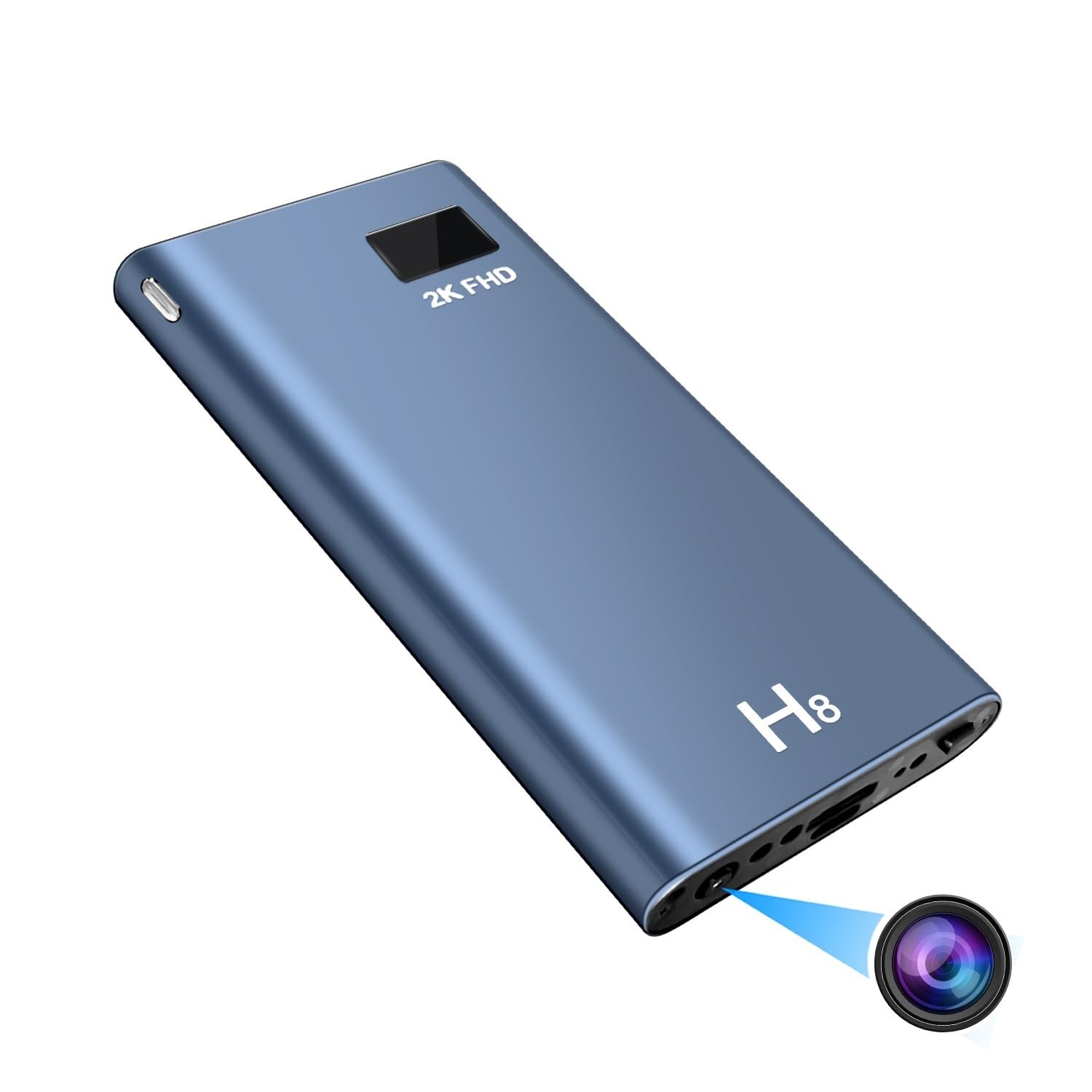 Spionprofi Blue 2K Mini Camera, Video Sound Recording Power Bank Surveillance Camera Portable Small Camera Cam