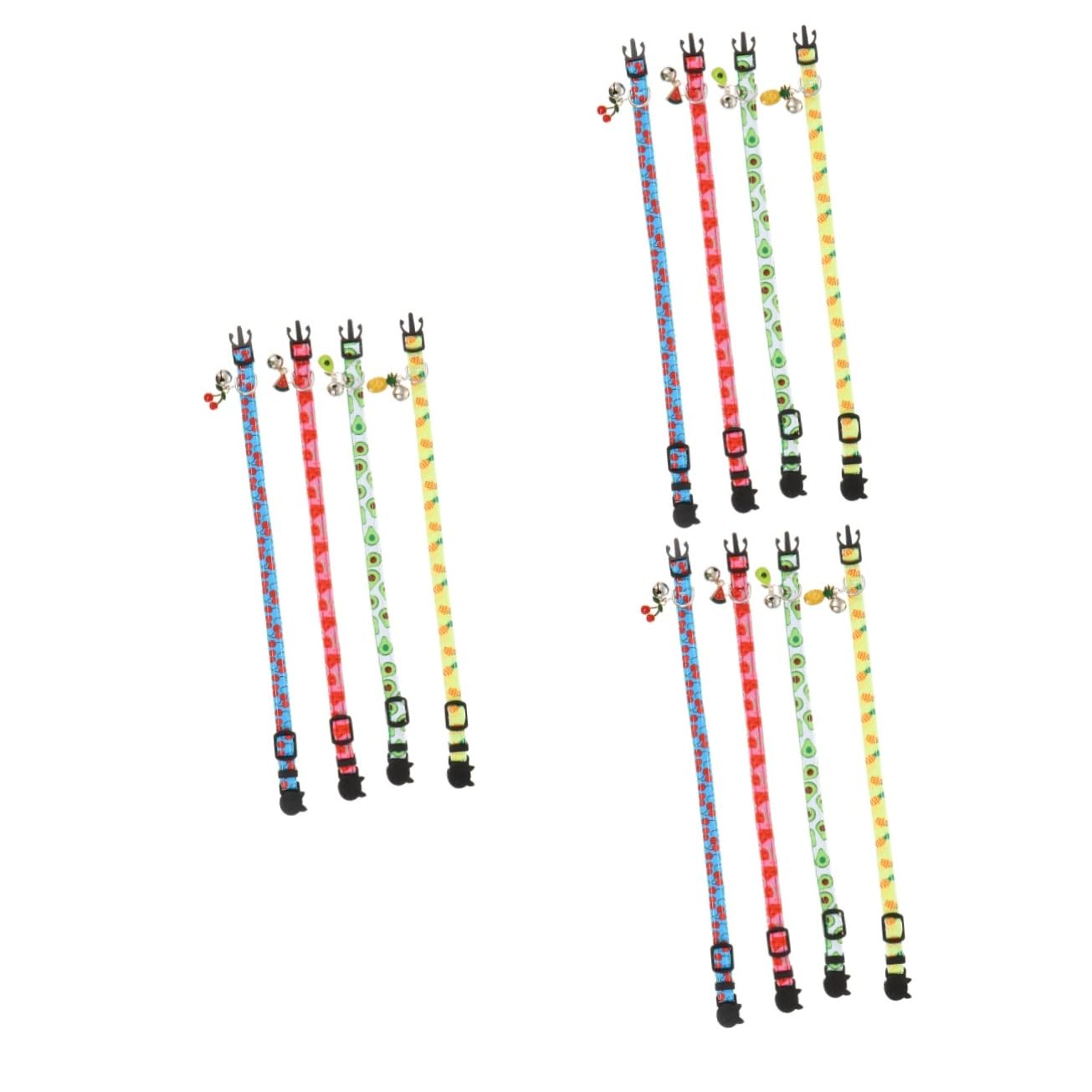 Kisangel 12stücke Verstellbares Katzenhalsband Mit Glocke Farbenfrohes Design Mit Avocado Ananas Wassermelone Und Kirsche Sicher Und Bequem Für Haustiere Für Täglichen Gebrauch