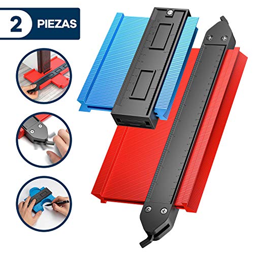 Duplicador de medidor de contorno, VIBIRIT Paquete de 2 Medidor de perfil Forma irregular Copiado Esquema Reglas de medición Herramientas de medición precisas multifuncionales