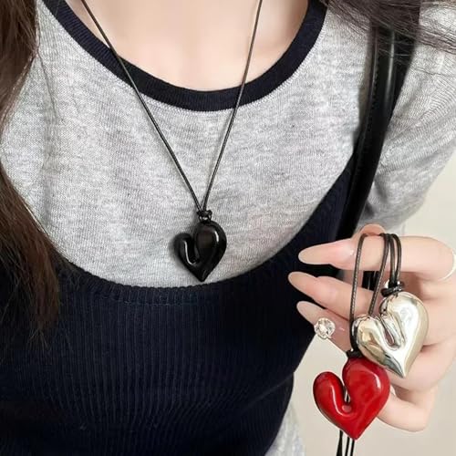 Colliers ajustables cœur rouge vintage esthétique raffinée accessoires mode