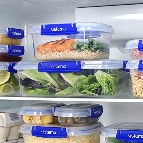 Sistema KLIP IT PLUS Food Storage Containers | 1 L | Leak-Proof, Stackable & Airtight Fridge/Freezer Containers with Lids | BPA-Free Plastic | Recyclable with TerraCycle® | 3 Count, Transparent