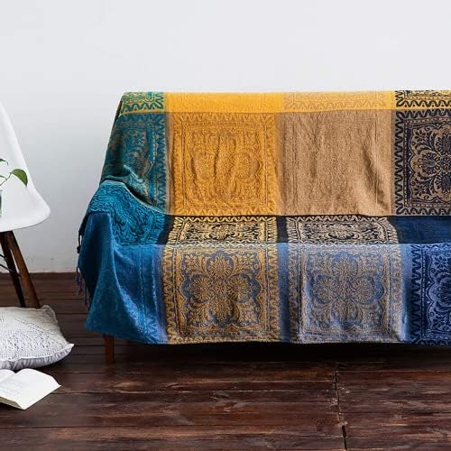 Edcooy Throws for Sofas, Bohemian Chenille Jacquard Tassels Throw Blankets for Bed Settees Chair Slipcover Cover 2 3 Seater(Red, 150x200cm)