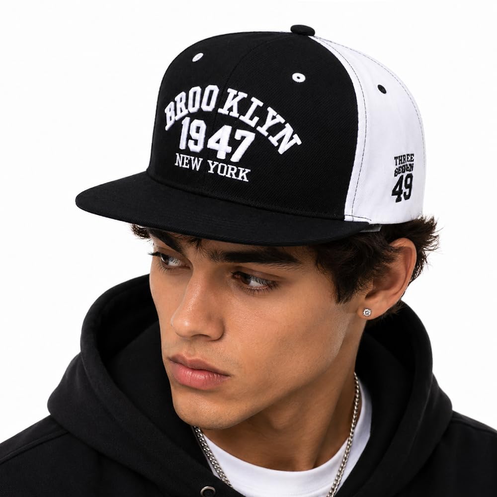 Hip Hop Cap for Men Women & Boys | Adjustable Free Size Snapback Baseball Hat with Flat Brim | Embroidered & Printed Urban Streetwear Headwear for Dance, Skateboarding, Biking, Sports, Travel-image-46
