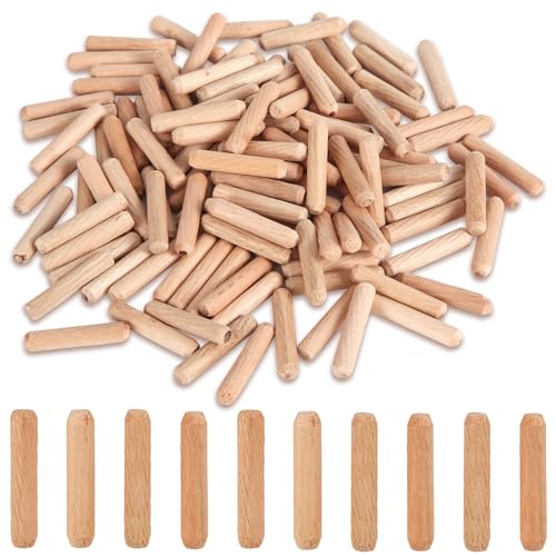 120pcs Wooden Dowels 6mm x 30mm, 0.31x1.18 inch Wooden Assorted Pegs Multifunctional Wood Screw Hole Plugs Wooden Dowels Crafts Pins for Furniture Repair and Fixing Handicraft Making