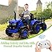 Kids Ride On Tractor, 12V Battery Powered Tractor Car Toy with Detachable Trailer and Remote Control, Safety Belt, Dual 35W Electric Vehicles for Boys Girls, Blue