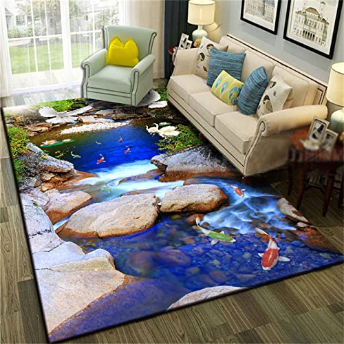 RUGMRZ Spielteppich Junge 70 x 140 cm Waschbarer Teppich blau Teppich Wohnzimmer Blauer Kinderzimmer...