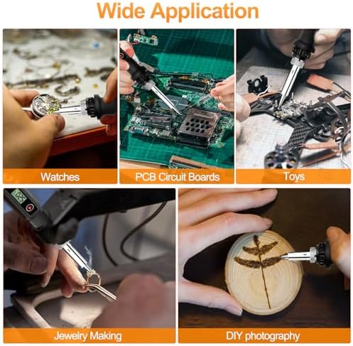 Soldering Iron Kit 80W LCD Adjustable Temperature 180-520℃ Solder Kit Electronics 12 in 1 Welding Tools with ON/Off Switch, Solder Wire, 5 Soldering Tips, Desoldering Pump, Stand, Tweezers — view 5