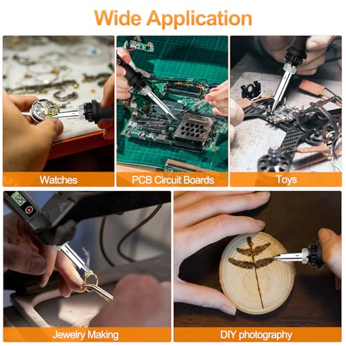 Soldering Iron Kit 80W LCD Adjustable Temperature 180-520℃ Solder Kit Electronics 13 in 1 Welding Tools with ON/OFF Switch, Solder Wire, Flux, 5 Soldering Tips, Desoldering Pump, Stand, Tweezers by LJPXHHU - Image 6