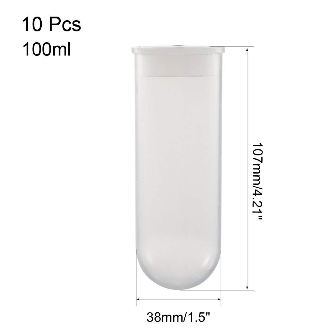 10 pcs 100 ml tubes à centrifuger en plastique avec bouchon attaché, fond rond