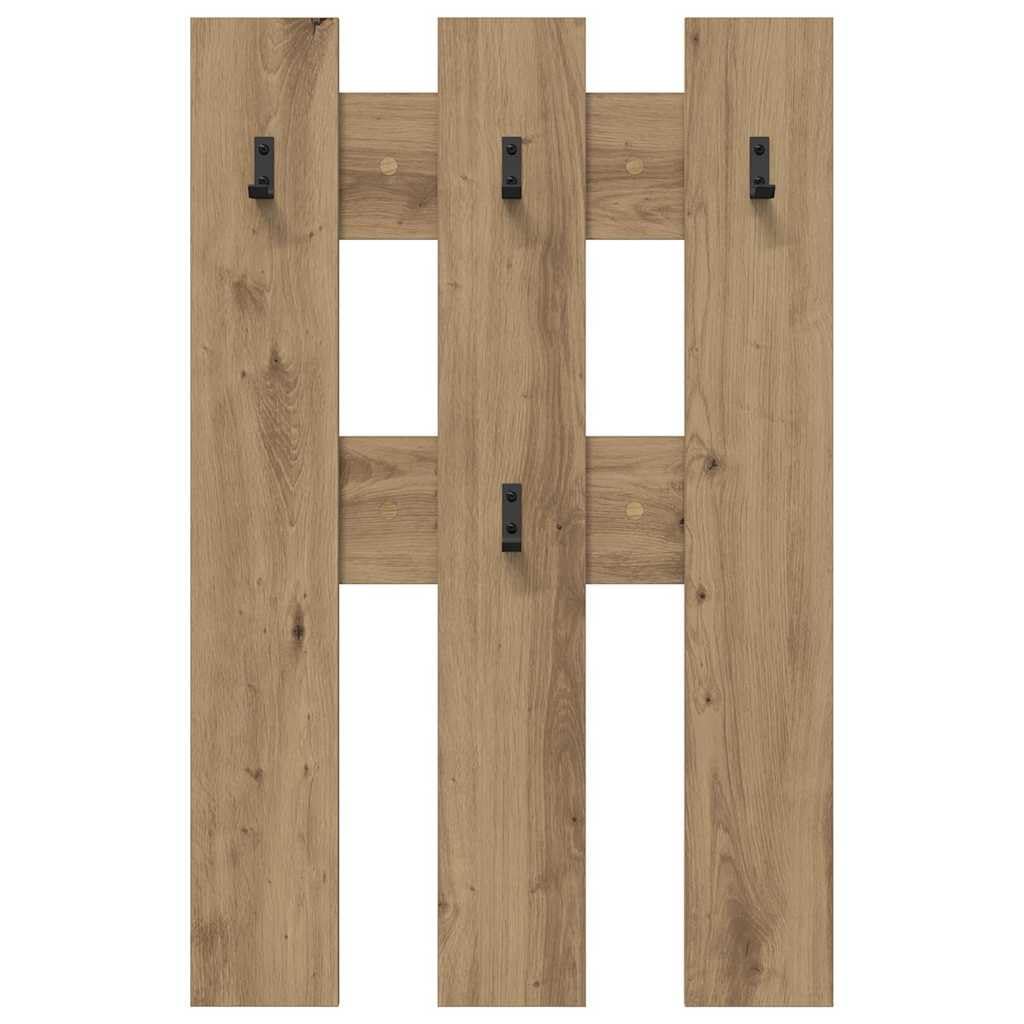 Leasha Porte Manteau Mural Bois, Porte-manteau Patère Murale pour Entrée Couloir Chêne artisanal 65x3x100 cm