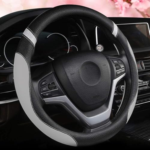 Image of Steering Wheel Cover for Men Women Leather Universal Steering Wheel Covers for Car 15inch (Gray)