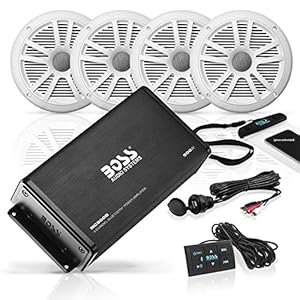 BOSS Audio Systems ASK904B.64 Marine Weatherproof Amplifier and Speaker Package – Full Range 500 Watt Amplifier With…