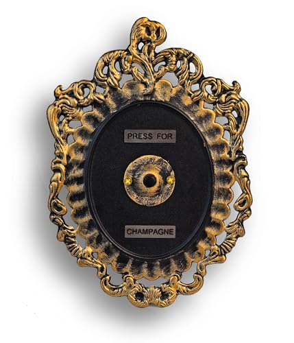 SRXAMZus Press for Champagne Button Doorbell - Vintage Black Gold Champagne Theme Bells Decorative Metal Bell for Wedding Party & Christmas Decor Ornamental Plaque Entryway Decor Doorbell