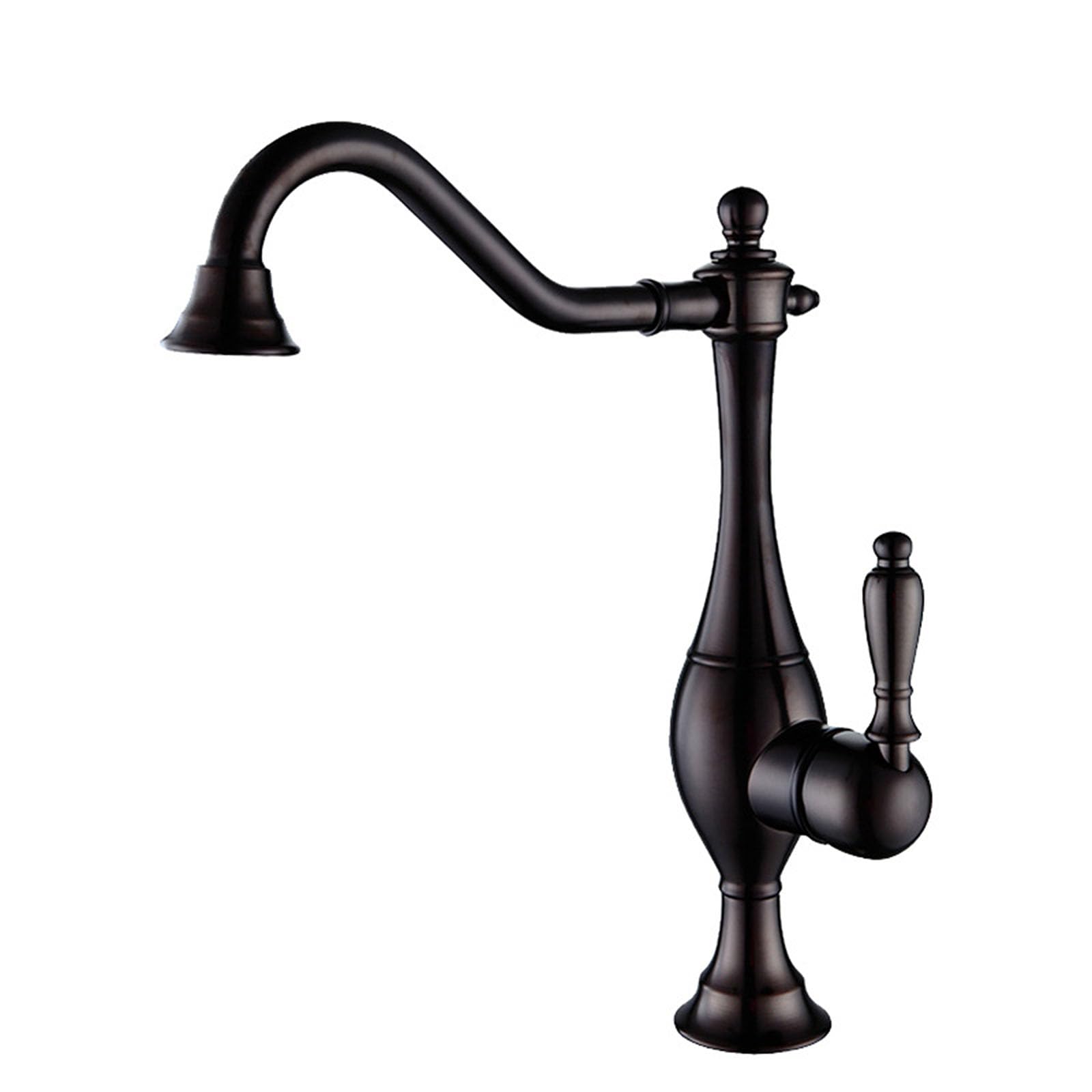 ASerZenith Antique Vessel Sink Faucet Rotatable,Vintage Single Handle Bathroom Faucet,Brass Kitchen Faucet Hot Cold Mixer Tap(Black)