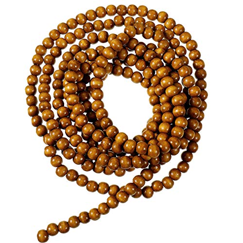 Christmas Wooden Bead Garland Wood Bead Garland Christmas Tree Decorations for Christmas Holiday Favors, 12 Feet (Brown)