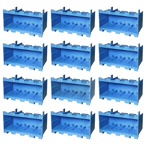 Image of 4 Gang Old Work Electrical Box,Blue,71 Cu.in.Switch /Outlet Box,12 Pack | Features ,7-3 /4-Inch Length by 5-1 /3Inch Width by 3-1 /2Inch Depth,PVC Old Work Outlet Box for Constructions, ETL Certified