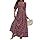 Vestidos maxi femininos boho verão 2025 manga bufante gola quadrada franzido casual babados em camadas vestido longo de praia com bolso, Preto, G