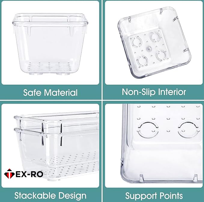 Image of TEX-RO Drawer Organizer Tray - Multi-Purpose Drawers Organisers, Dressing Table Organiser & Make up Organiser -Perfect for Cosmetics, Jewelry, Kitchen and Bathroom (21 pcs, Transparent)